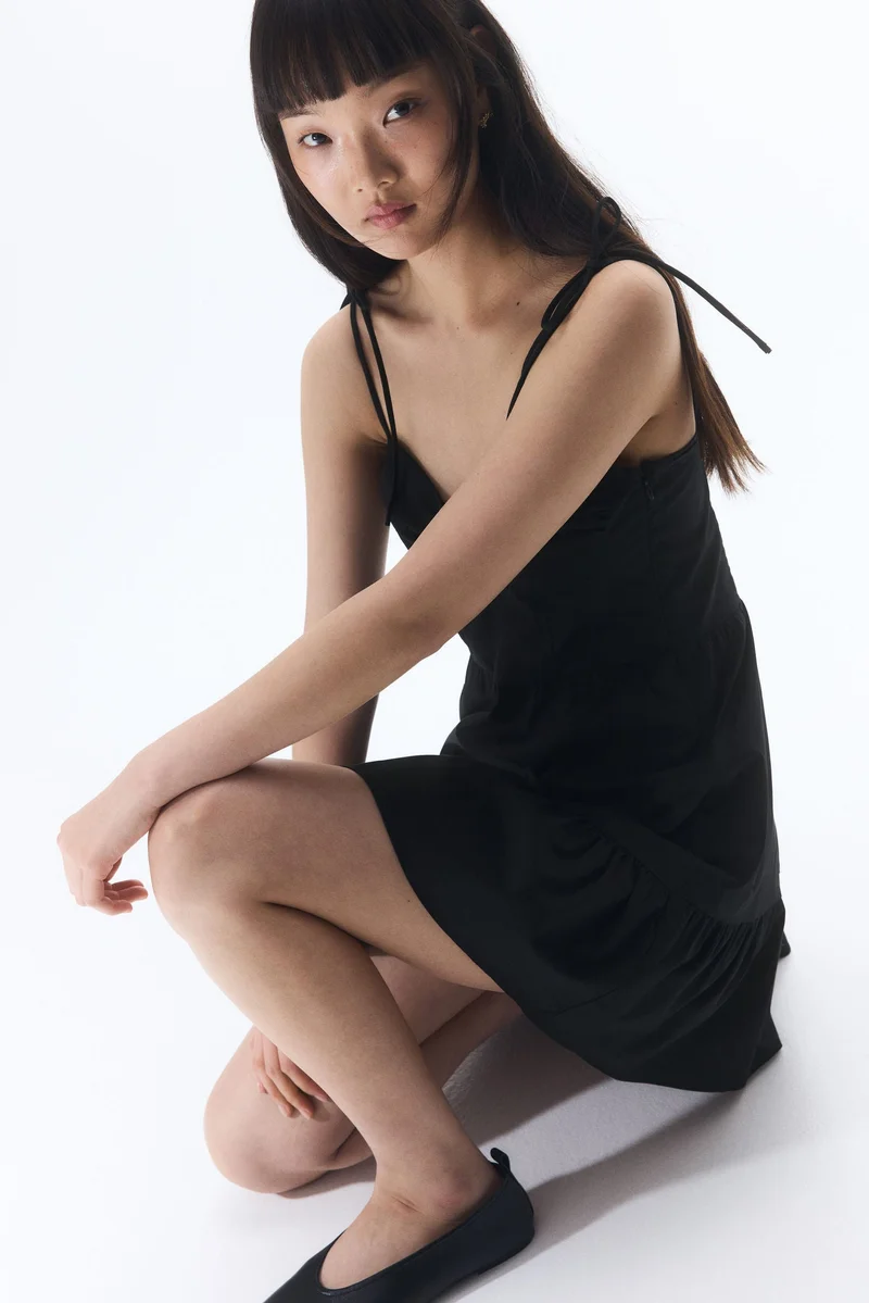 H&M Tie-top poplin dress