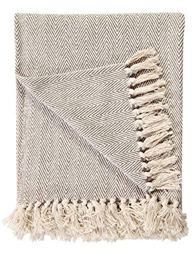 EHC 100 Natural Cotton Two Tone Herringbone Sofa Arm Chair Bedspread Settee Throw  250 x 380cm Super Giant Size