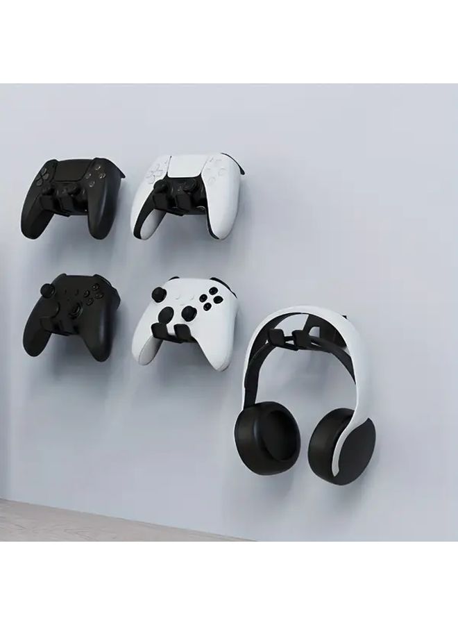 White Wall Mounted Headphone Holder 2PCS Adjustable Gaming Headset Controller Mount with Strong Adhesive Hooks Space Saving Design - Image 4