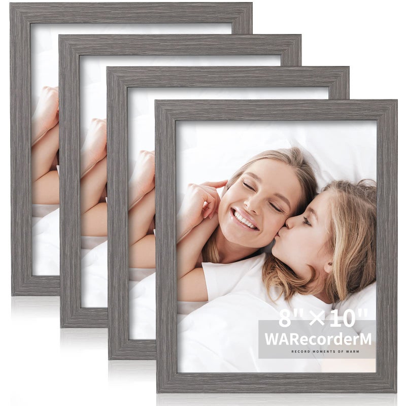 WARecorderM 8x10 Picture Frames Set of 4  High Definition Glass New Patten Frame  Wall Mounting Frame Horizontal Vertical Format