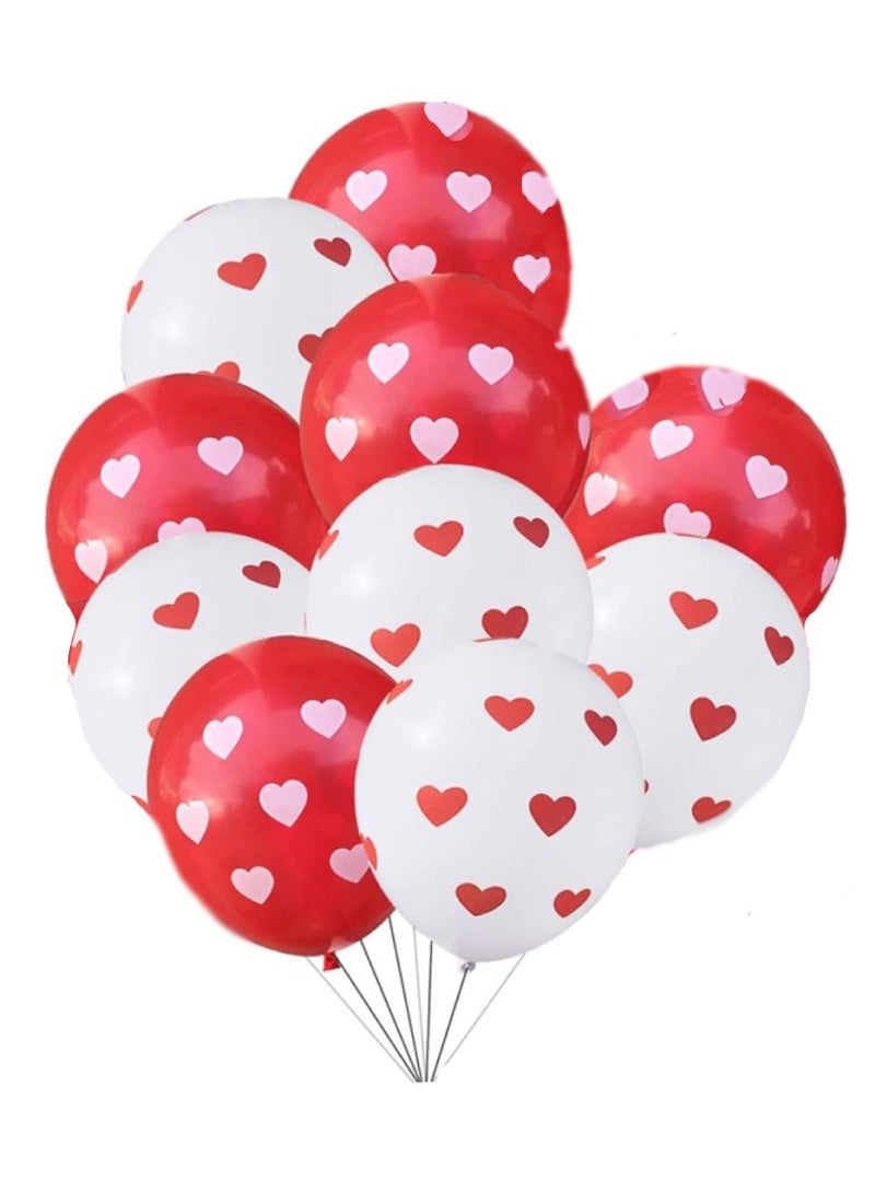 ذا بارتي بوبير طقم بالونات عيد الحب مطبوعة على شكل قلوب باللونين الأحمر والأبيض - 10 قطع - Image 2