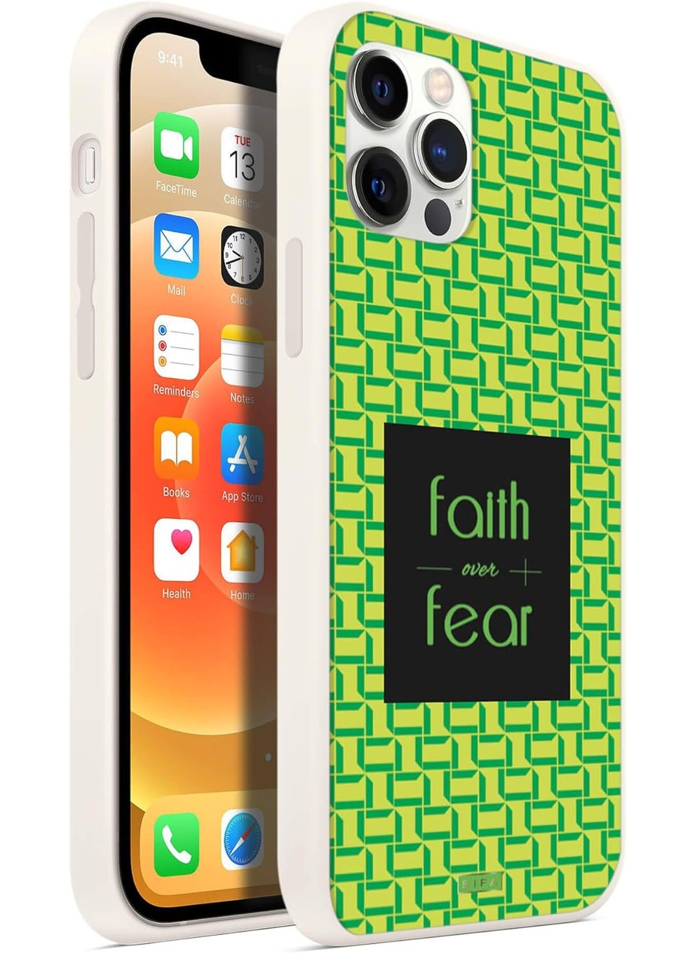 SIPA SIPA Quotes Pattern Phone Case Designed for iPhone 12 pro Max 67 with White Side Faith Over Fear  - Image 2