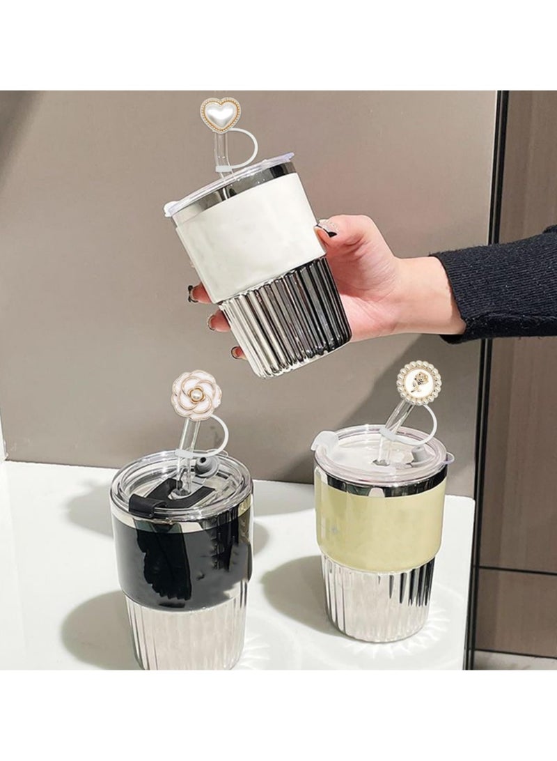 ريما إكسسوارات كأس ستانلي، غطاء غطاء من القش مقاس 10 مم من القش السيليكون لـ 40 أونصة 30 أونصة بهلوان مقاوم للغبار وقابل لإعادة الاستخدام مانع للتسرب ومضاد للتسرب وغطاء من القش وحامٍ على شكل قلب ولؤلؤ أبيض للنساء والفتيات والسفر وصالة الألعاب الرياضية هدية - Image 2