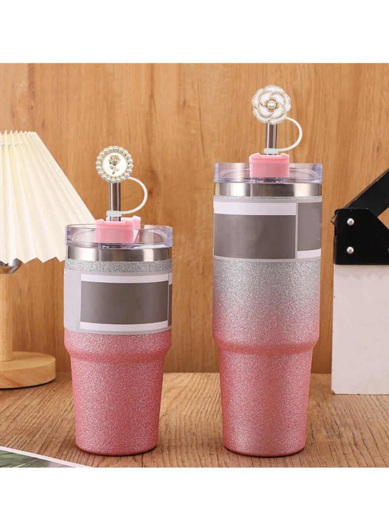 ريما إكسسوارات كأس ستانلي، غطاء غطاء من القش مقاس 10 مم من القش السيليكون لـ 40 أونصة 30 أونصة بهلوان مقاوم للغبار وقابل لإعادة الاستخدام مانع للتسرب ومضاد للتسرب وغطاء من القش وحامٍ على شكل قلب ولؤلؤ أبيض للنساء والفتيات والسفر وصالة الألعاب الرياضية هدية - Image 4