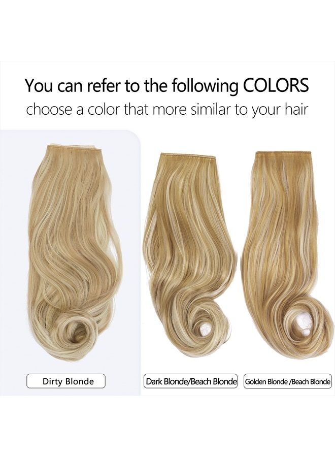SARLA إكستنشن شعر خفي بلون أشقر متسخ بطول 14 إنش مموج ومجعد بتقنية بالياج صناعي مع رباط رأس قابل للتعديل للنساء بدون مشبك - Image 3