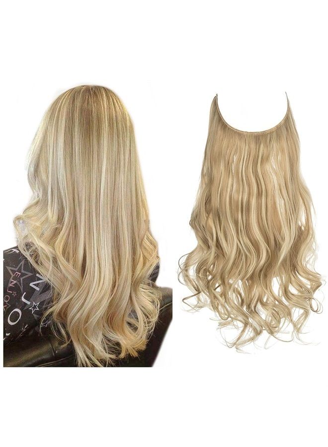SARLA إكستنشن شعر خفي بلون أشقر متسخ بطول 14 إنش مموج ومجعد بتقنية بالياج صناعي مع رباط رأس قابل للتعديل للنساء بدون مشبك - Image 1