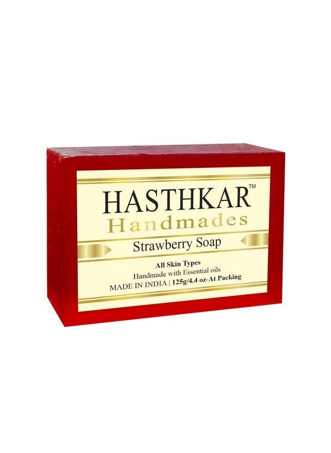 byPurenaturals - Hasthkar Handmades Handmade Natural Herbal Strawberry Soap 125Gm - Image 1