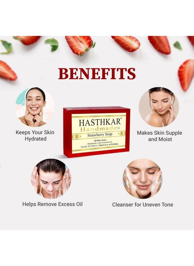 byPurenaturals - Hasthkar Handmades Handmade Natural Herbal Strawberry Soap 125Gm - Image 1