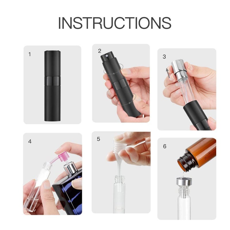 LISAPACK Travel Perfume Bottle Refillable for Cologne Atomizer - Stocking Stuffers for Men, Christmas Gift Set for Adult, White Elephant Gifts for Teens Girls, Thanksgiving Day, Birthday for Women 3PCS Black - Image 4