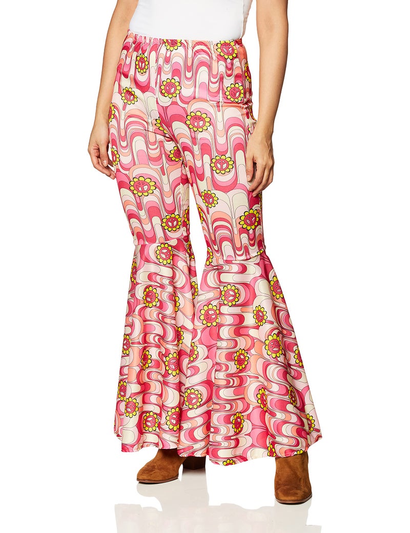 Rubies Forum Novelties Women's 60s Hippie Flower Power Bell Bottoms Costume, Pink, One Size - Image 1