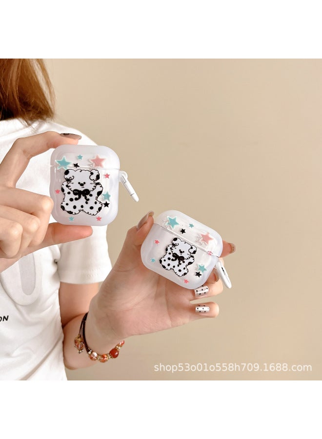 For Apple AirPods2 Generation Wireless Bluetooth Headphone Case AirPodsPro Star Bear Cartoon Headphone Case-Color:Frosted Transparent-Model:Airpods 4 [double-sided Painted Independent Packaging]  - Image 2