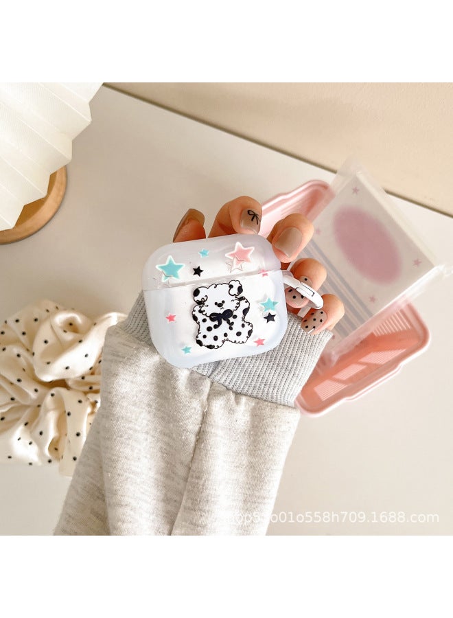 For Apple AirPods2 Generation Wireless Bluetooth Headphone Case AirPodsPro Star Bear Cartoon Headphone Case-Color:Frosted Transparent-Model:Airpods 4 [double-sided Painted Independent Packaging]  - Image 1