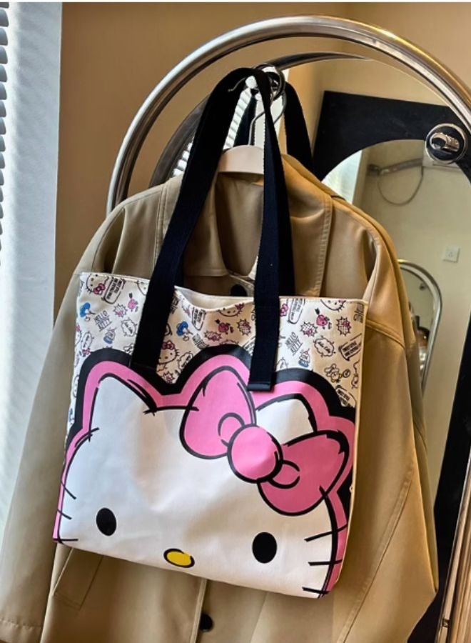 Sanrio Hello Kitty Tote Bag – Cute Canvas Shoulder Bag with Printed Design, Large Capacity for Daily Use  - Image 3