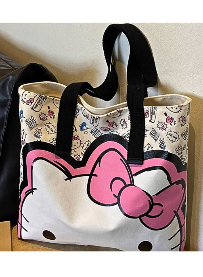 Sanrio Hello Kitty Tote Bag – Cute Canvas Shoulder Bag with Printed Design, Large Capacity for Daily Use  - Image 4