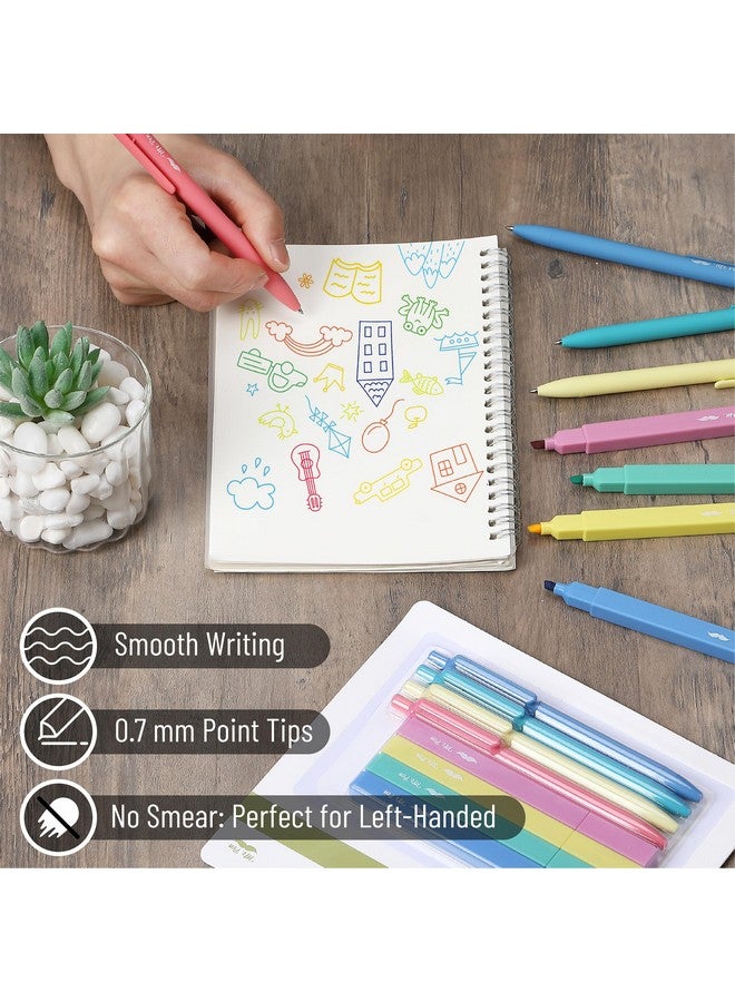 Mr. Pen- Aesthetic Highlighters and Gel Pens, 12 Pack, Pastel Color Bible Highlighters No Bleed, Colorful Ink Gel Pens Fine Point 0.7mm, Highlighter Pens, No Bleed Highlighters for Bibles, Gel Pens