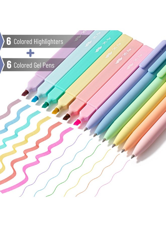 Mr. Pen- Aesthetic Highlighters and Gel Pens, 12 Pack, Pastel Color Bible Highlighters No Bleed, Colorful Ink Gel Pens Fine Point 0.7mm, Highlighter Pens, No Bleed Highlighters for Bibles, Gel Pens