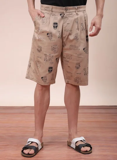 ذا انديان كراج كو Men Relaxed Fit Stretchable Graphic Printed Mid-Rise Resort Wear Shorts