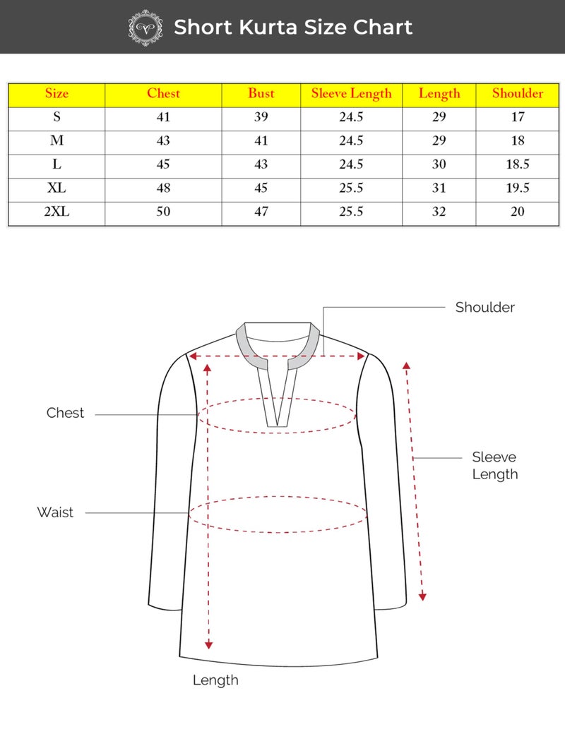 Vardha Men's Cotton Printed Short Kurta with Comfortable Fit and Simple Style and Regular Look | Kurta for Men Blue - Image 2