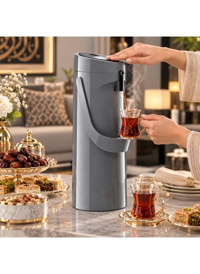 إمزا ترمس قهوة وشاي أمزا EMSA PONZA ☕ سعة 1.9 لتر – ترمس ضيافة بمضخة ضغط ومقبض حمل – رمادي أنثراسايت ✨ - Image 3