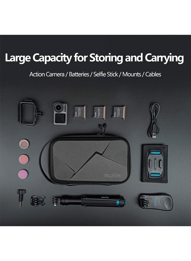 TELESIN TELESIN Carrying Case Organizer for GoPro Insta360 DJI Action Camera, with DYI Divider Waterproof Hard Protect Travel Carry Bag for Hero 12 11 10 9 8 X2 X3 GO2 GO3 Selfie Stick Strap Mount Accessories  - Image 2