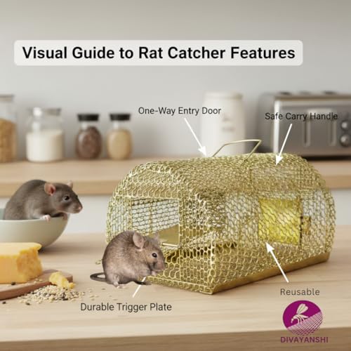 Divayanshi Heavy Duty Rat & Mouse Trap Cage | Strong Iron Wire Pinjara for Catching Small & Large Rats | Safe Reusable Chuha Trap for Home, Warehouse, Food Units & Hotels - Image 2