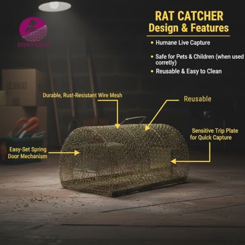 Divayanshi Heavy Duty Rat & Mouse Trap Cage | Strong Iron Wire Pinjara for Catching Small & Large Rats | Safe Reusable Chuha Trap for Home, Warehouse, Food Units & Hotels - Image 4