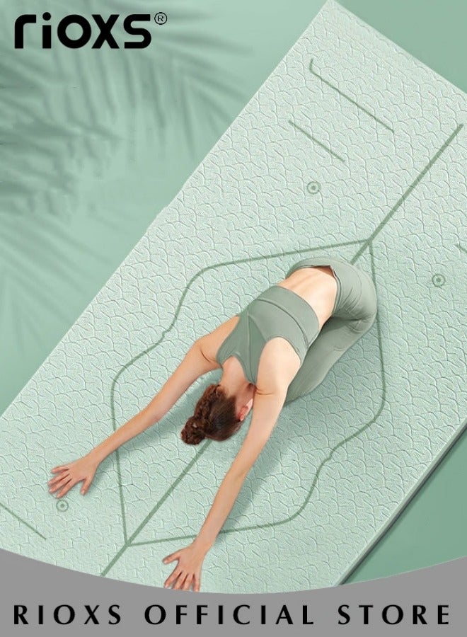 RIOXS Thick Yoga Mat with Carrier Strap, Non-Slip High-density Exercise Mat, Pilates Fitness Mat, Non-toxic Odorless Mat, Easy to Store and Clean, 183*61*0.6cm  - Image 5