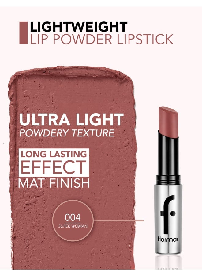 flormar Lightweight Lip Powder – 004 Super Woman – Matte Finish Lip Color, Powder-Soft Texture, Lightweight Feel, Smooth Comfortable Wear 004-SUPER WOMAN - Image 5