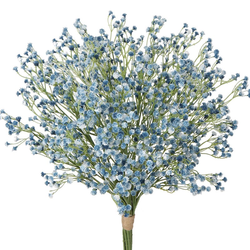10 Pcs Babys Breath Artificial Flowers Bulk 3 Branches Faux Baby Breath Plastic Flowers Fake Gypsophila Flower Arrangement for Crafts Fake Flowers Bouquet for Wedding Home Decor Blue Baby Breath