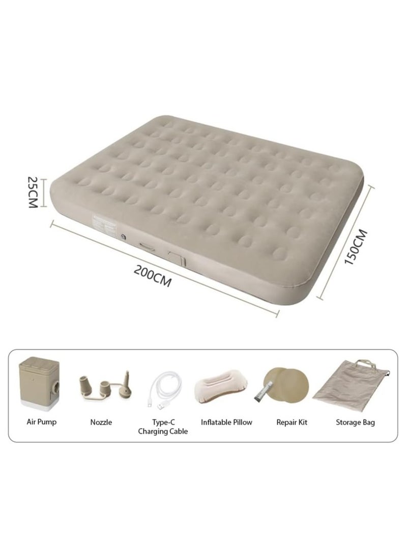 YQbest - Inflatable Mattress with Electric Pump One Click Automatic Quick Inflation Deflation Air Mattress Comfortable Water-resistance 2 Person for Home Guests Travel Camping Hiking Portable Air Bed - Image 1