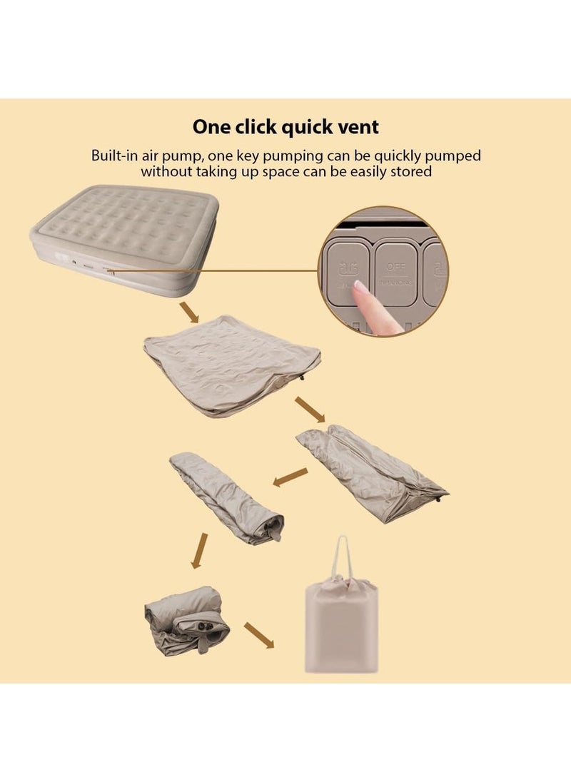 YQbest - Inflatable Mattress with Electric Pump One Click Automatic Quick Inflation Deflation Air Mattress Comfortable Water-resistance 2 Person for Home Guests Travel Camping Hiking Portable Air Bed - Image 1