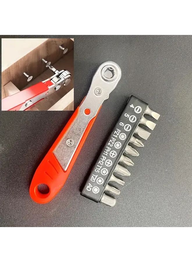 11 قطعة مجموعة وجع أورانج ذو مقبض دوار مع رؤوس مفك 36 سن من الفولاذ للأماكن الضيقة - Image 2