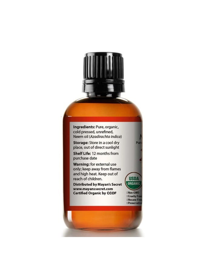 Mayan's Secret USDA Certified Organic Neem Oil Pure Cold Press, Unrefined for Skin care, Hair Care  - Image 2