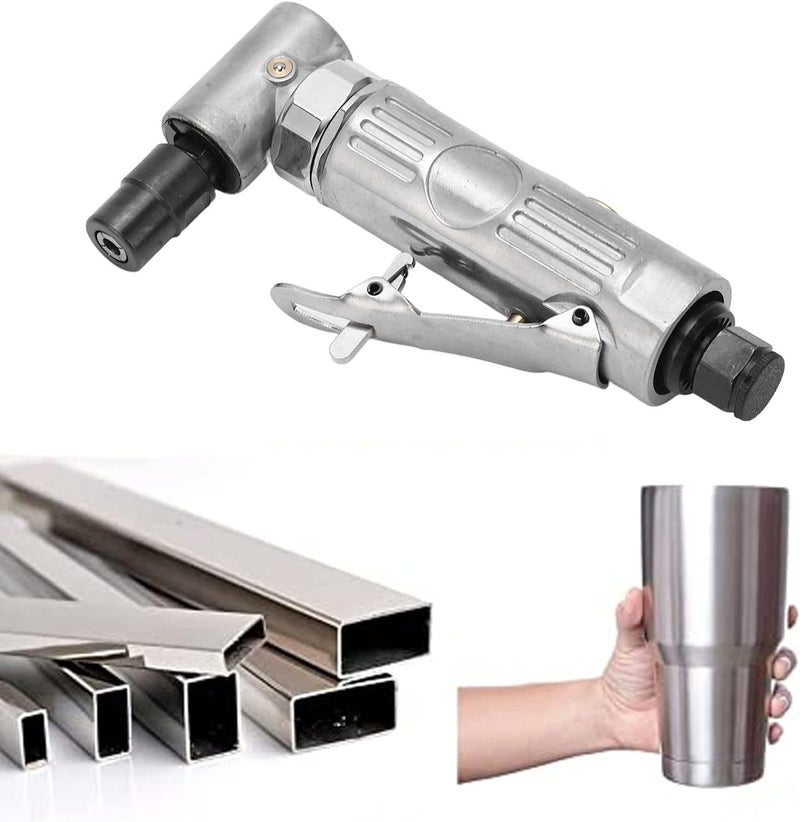 90 Degree Air Die Grinder, Pneumatic Angle Grinder with 0.3HP Motor and 20000 RPM, Right Angle Engraving Tool with 10 Grinding Heads Set for Metal Wood Tire Polishing - Image 4
