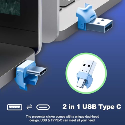 Rts USB/Type-C 2 in 1 Laser Pointer |Wireless Presenter for Presentation | Slide Changer, USB Power Point Remote Control Pen | for Google Slides/Keynote/PPT/Mac/PC/Computer/Laptop/Projector (Blue) - Image 3