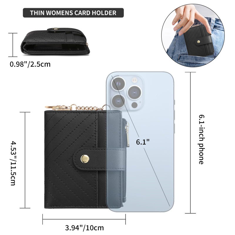 GAEKEAO Slim Wallet for Women, RFID Blocking Credit Card Holder Bifold Wallet with Zipper Coin Pocket, ID Window - Image 3