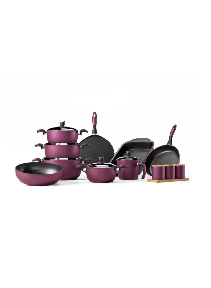 طقم حلل جيجيلي تيتانيوم مدور بغطاء استانلس 18ق nebula purple