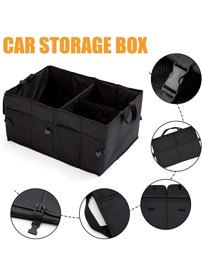 yongsheng Car Trunk Organizers with Handle - Oxford Car Storage Box, Multi Compartment Foldable Trunk Organizer for Auto, Truck, Black  - Image 3