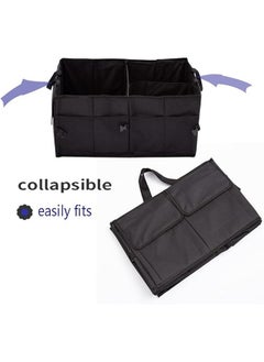 yongsheng Car Trunk Organizers with Handle - Oxford Car Storage Box, Multi Compartment Foldable Trunk Organizer for Auto, Truck, Black  - Image 4