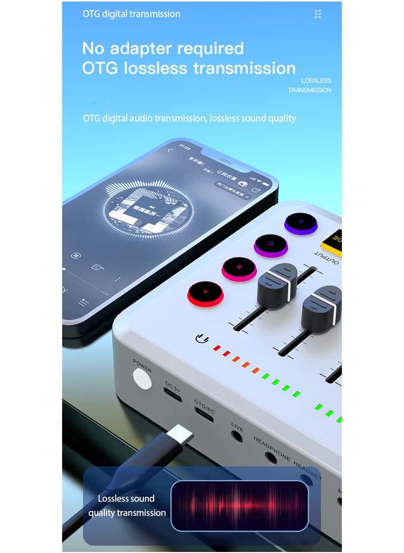 EVEREEN - HD Gaming Audio Mixer Rechargeable Audio Interface RGB Mixer with XLR Mic Interface 48V Phantom Power for Podcast/Recording - Image 1