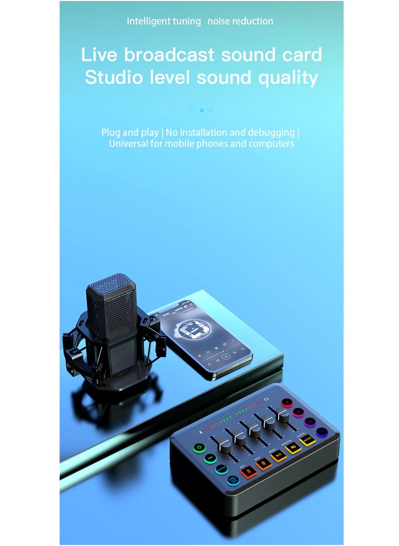 EVEREEN - HD Gaming Audio Mixer Rechargeable Audio Interface RGB Mixer with XLR Mic Interface 48V Phantom Power for Podcast/Recording - Image 1
