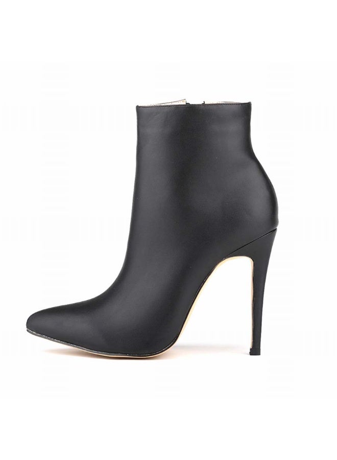 Loquat Autumn and winter short-cylinder Martin stiletto high-heeled boots 11cm Black  - Image 1
