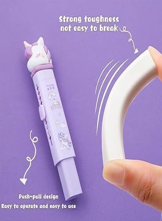 Funspark Cartoon Shaped Cute Erasers Push Pull Design Retractable Erasers Pastel Aesthetic Pencil Eraser Cute Rubber for Kids Students School Office Stationery (Purple + Pink) - Image 5