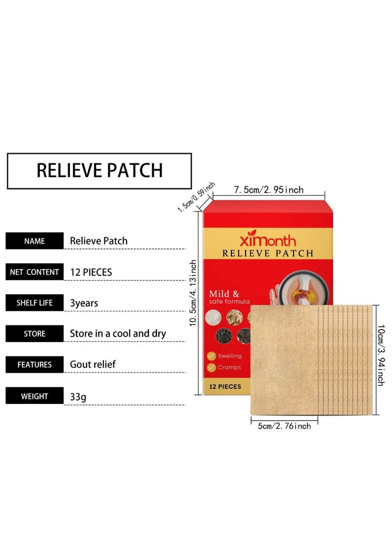 ximonth - 12 Pcs Relieve Patch for Swelling and Cramps Promote Circulation Reduce Swelling and Stiffness Relieve Discomfort of Joints Joint Pain Relief Patch Bunion Pain Reliefs Patches - Image 1