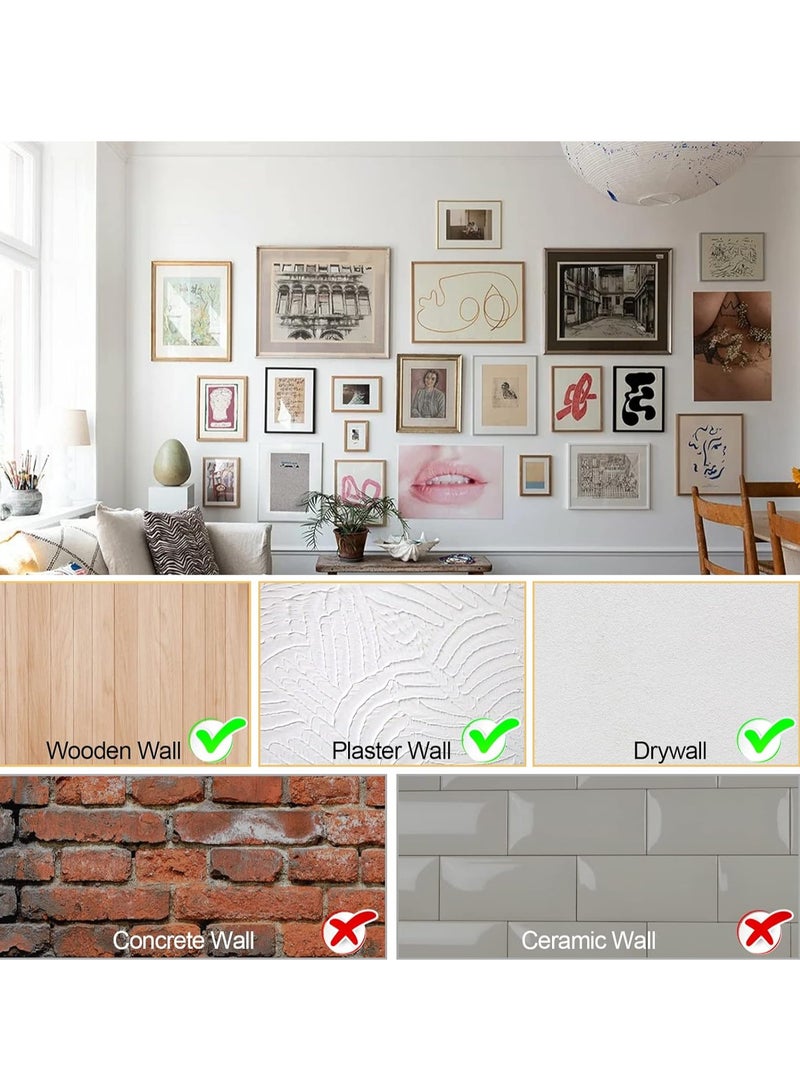 Bukela 184 Pieces Picture Hanging Kit, 20lb, 30lb, and 50lb Picture Hangers, Metal Picture Hanging Hooks with Nails, on Drywall, Wooden Wall(Gold) - Image 5