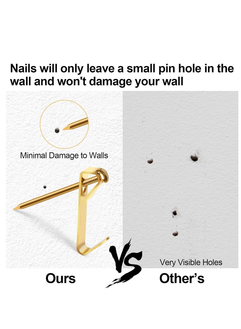 Bukela 184 Pieces Picture Hanging Kit, 20lb, 30lb, and 50lb Picture Hangers, Metal Picture Hanging Hooks with Nails, on Drywall, Wooden Wall(Gold) - Image 3