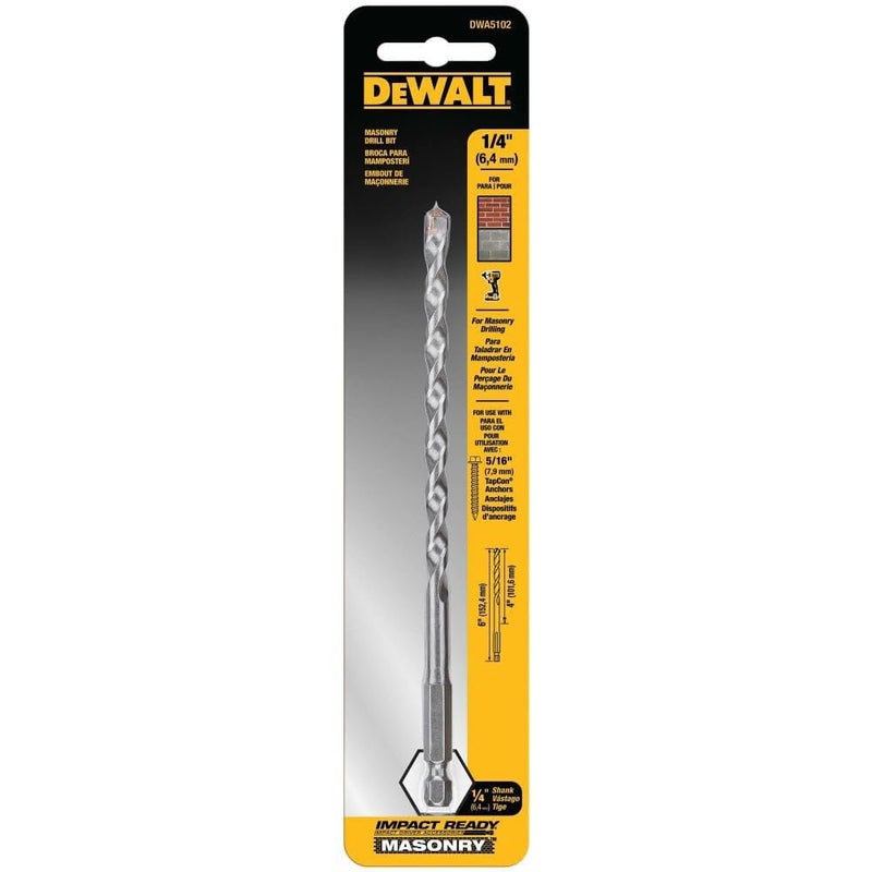 DEWALT DEWALT DWA5102 Impact Ready Masonry Bit, 1/4" x 4" x 6"  - Image 5