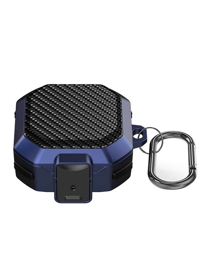 O Ozone Case For Samsung Galaxy Buds FE/Galaxy Buds 2 Pro/Galaxy Buds 2/Galaxy Buds Pro/Galaxy Buds Live Case, Carbon Fiber Texture Secure Lock Cover -Blue