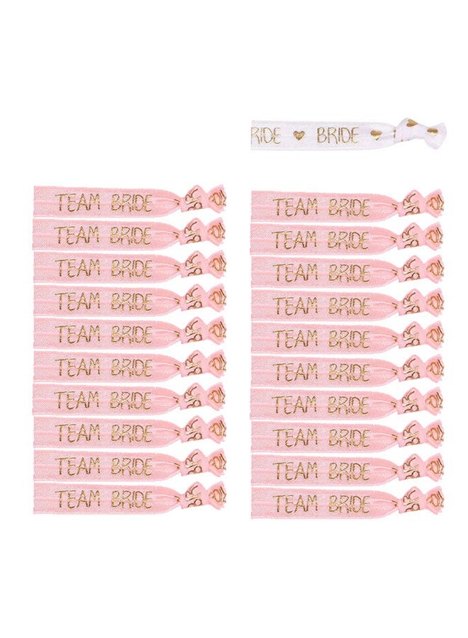 Ailily Hen Party Wristbands Set, 1 White Bride Wristband +20pcs Pink Team Bride Wristband, with Rose Gold Lettering, for Bachelorette Party, Wedding Bridal Shower Decorations, Bridal Shower - Image 1
