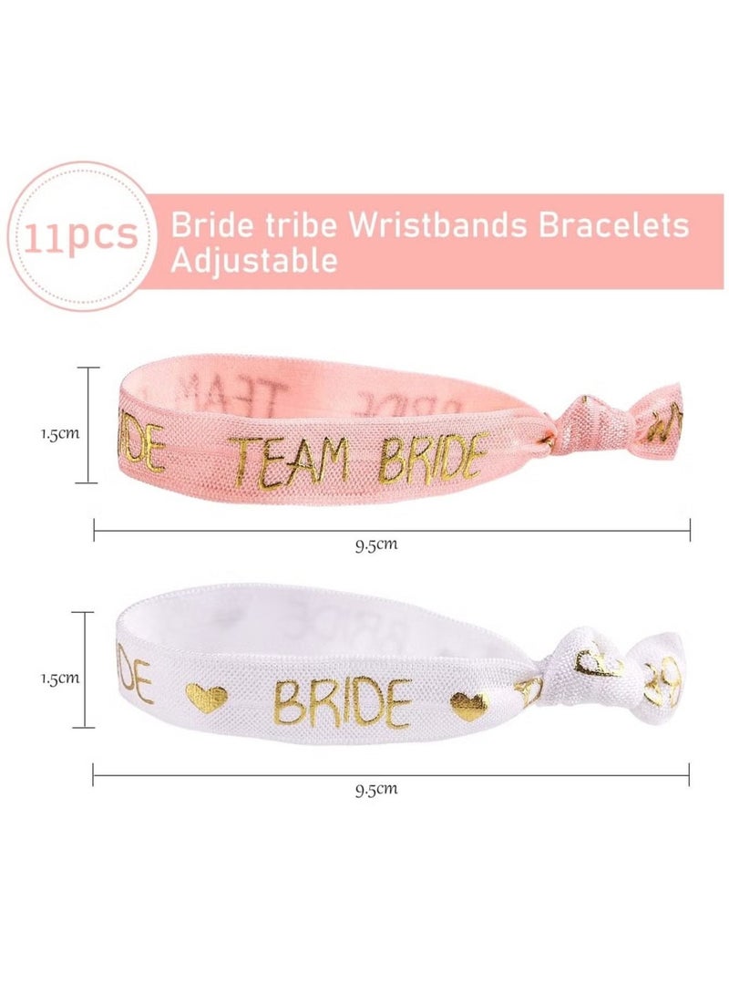 Ailily Hen Party Wristbands Set, 1 White Bride Wristband +20pcs Pink Team Bride Wristband, with Rose Gold Lettering, for Bachelorette Party, Wedding Bridal Shower Decorations, Bridal Shower - Image 3